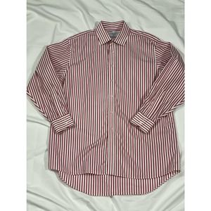 Charles Tyrwhitt Collared Shirt Men's 17-35 Barrell Cuff Red White Stripe
